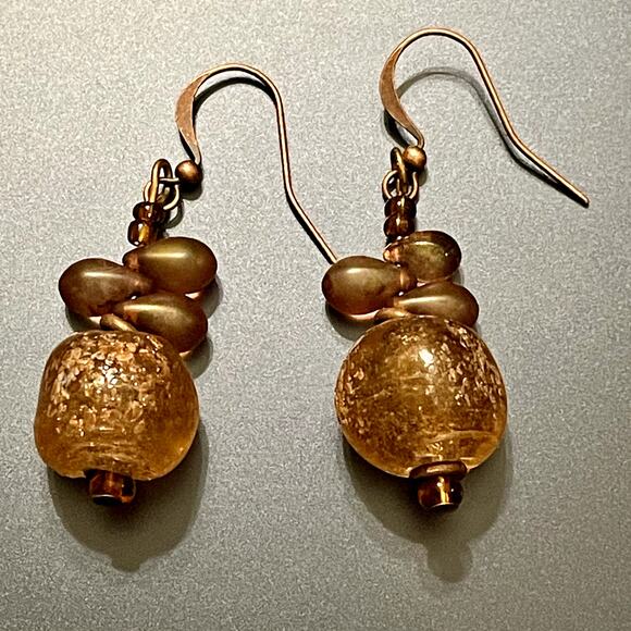 Handmade Jewelry - 3 for $15 Clearance Copper Boho Beaded Glass Drop Earrings
